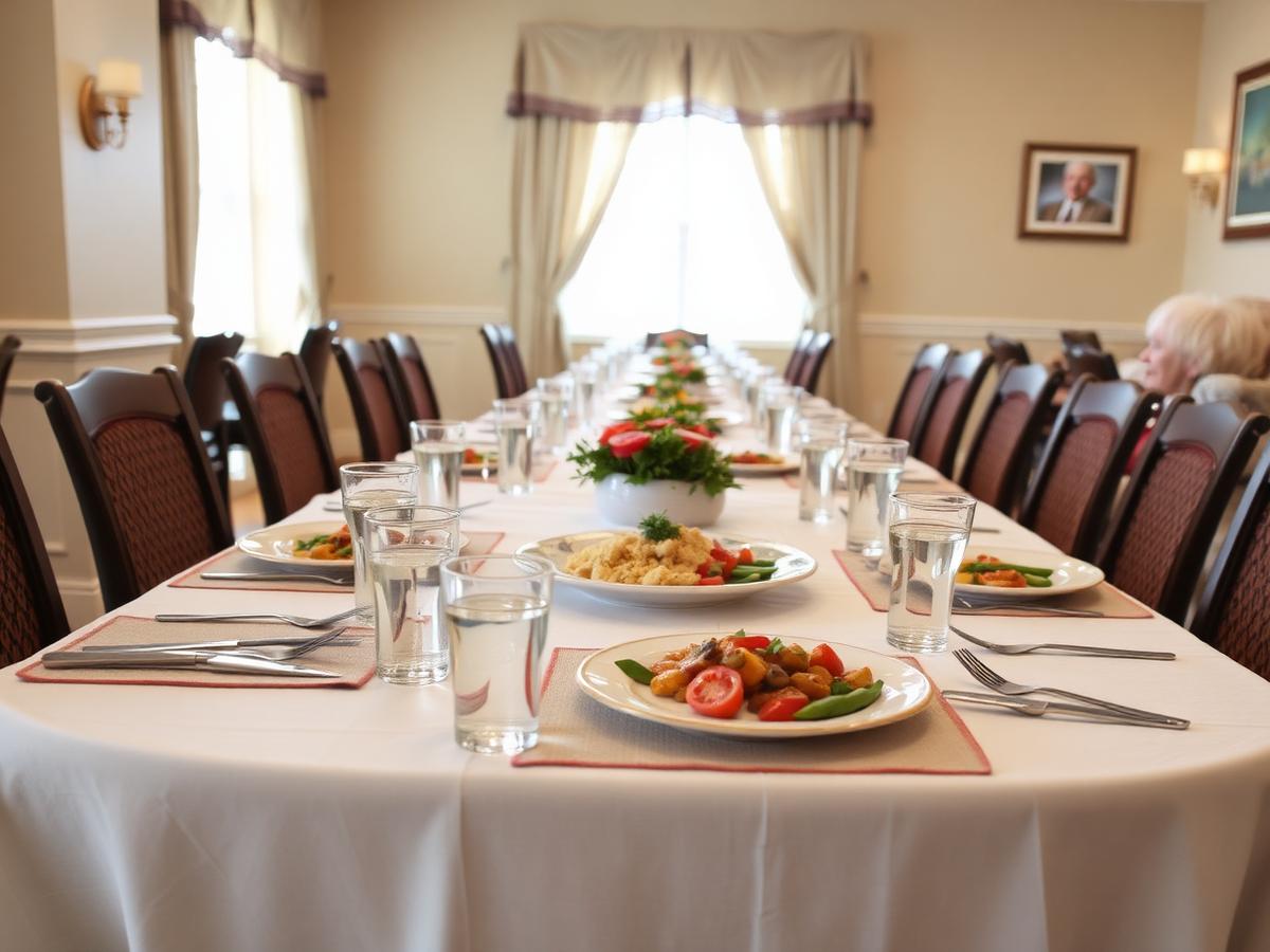 Dining room at Meadows on Sycamore assisted living in Sioux Falls
