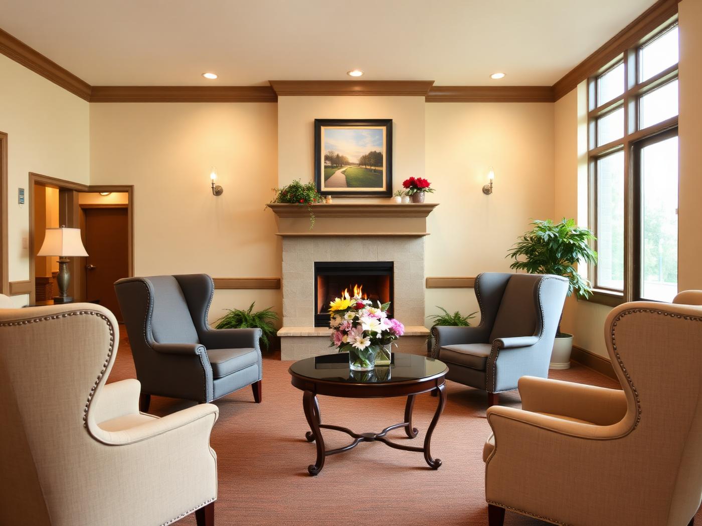 Welcoming lobby at Meadows on Sycamore Sioux Falls senior living