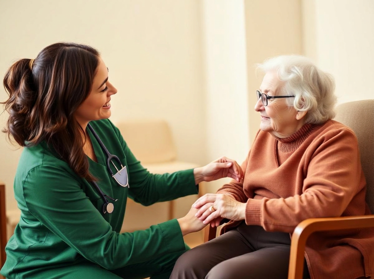Dementia-trained caregiver comforting a senior resident in Sioux Falls memory care